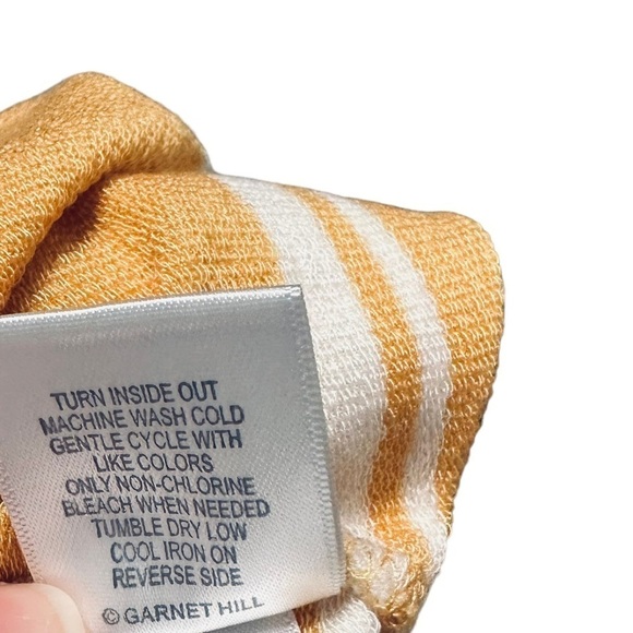 Garnet Hill Cowl Neck Knit Tunic Yellow Stripe Tencel Womens Small EUC - Picture 5 of 8